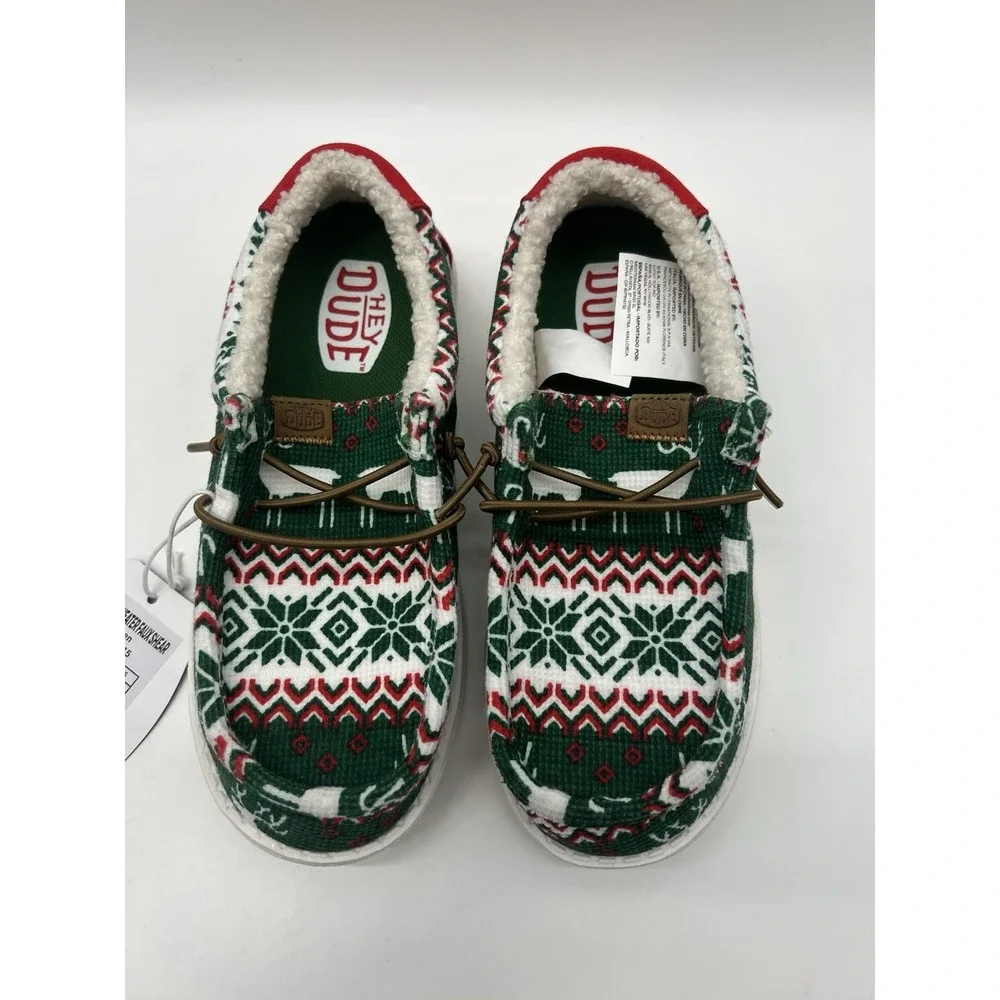Hey Dude Wally Toddler Ugly Sweater Multicolor Slip On Shoes Faux Sheerling YT1
